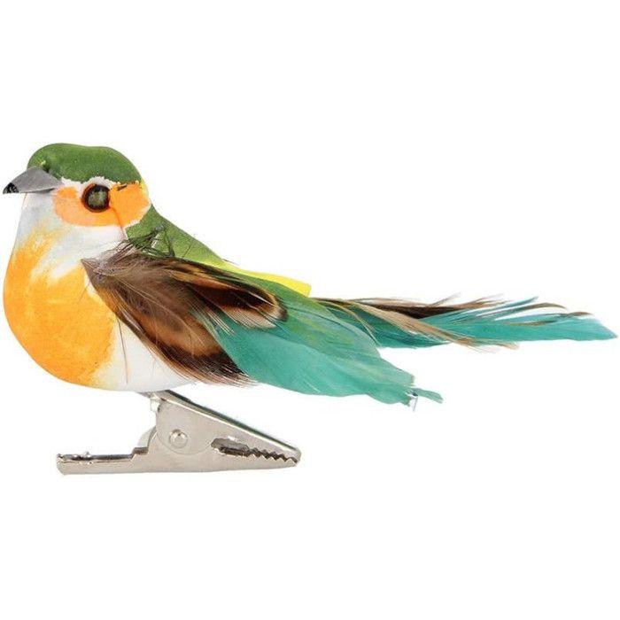 6 OISEAUX COULEUR SUR PINCE - 8X3,5X3,5 CM