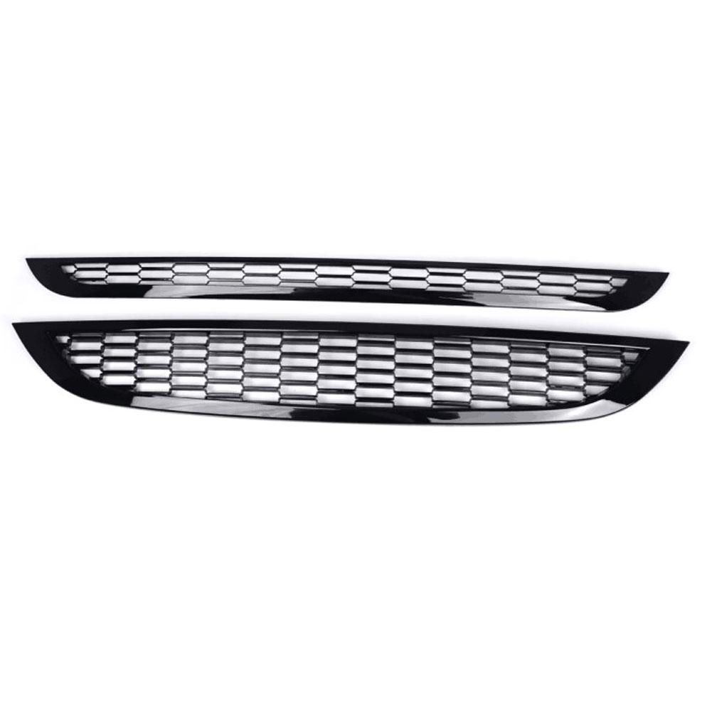 2Pcs Front Upper & Lower Grille Honeycomb Mesh Grille Cover Compatible With MINI One&COOPER R50 R52 R53 51137026202 51137133847 lzkpf00
