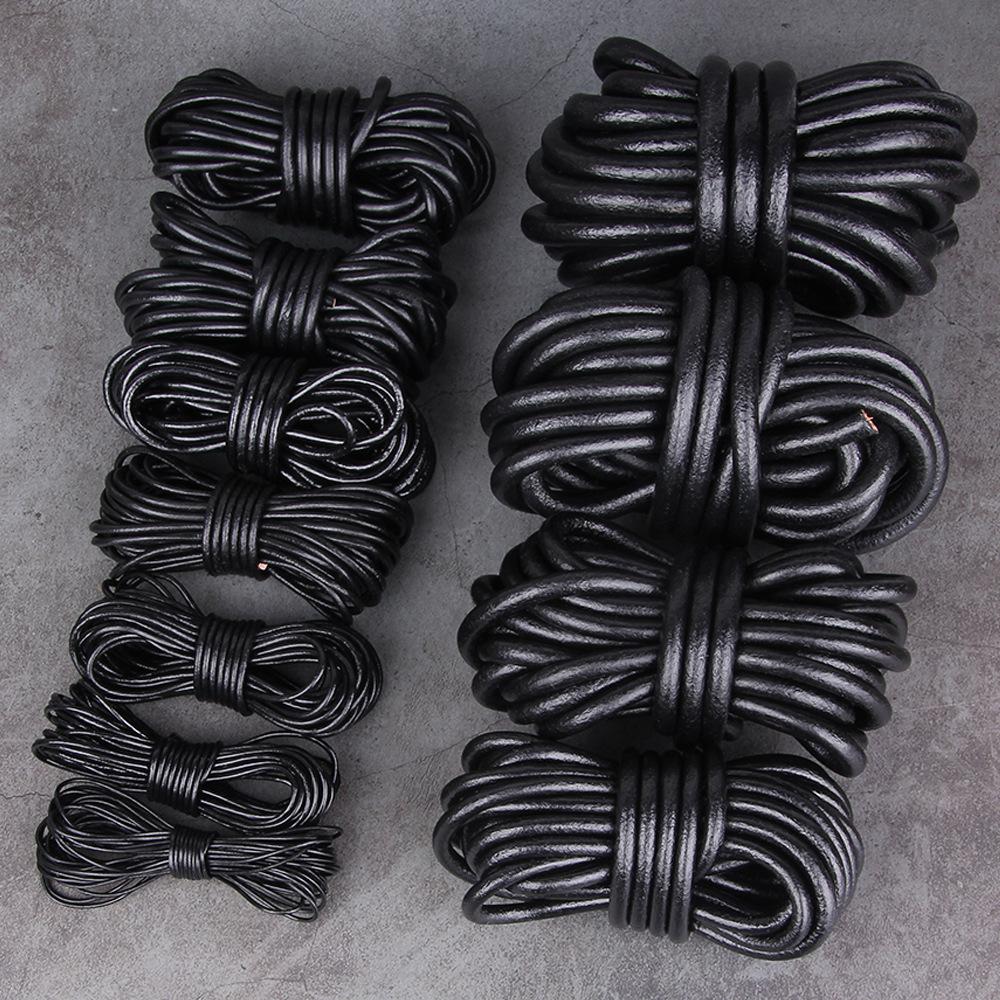 Pure Cowhide Rope Diy Jewelry Accessories, Black, Brown, Natural Round Cowhide Rope, Real Cowhide