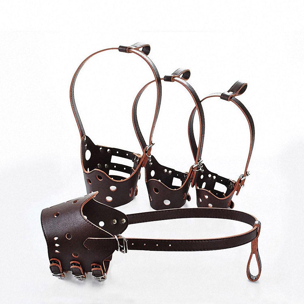 Adjustable Leather Dog Muzzle Anti Bark Bite Chew Dog Training Products for Small Medium Large Dogs Pet Accessories