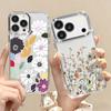 White Flower Pattern Case For iPhone 17 Pro Max iPhone 16 15 14 13 Pro Max 11 17e 16e Plating Lens Frame Clear Soft Silicone Back Cover
