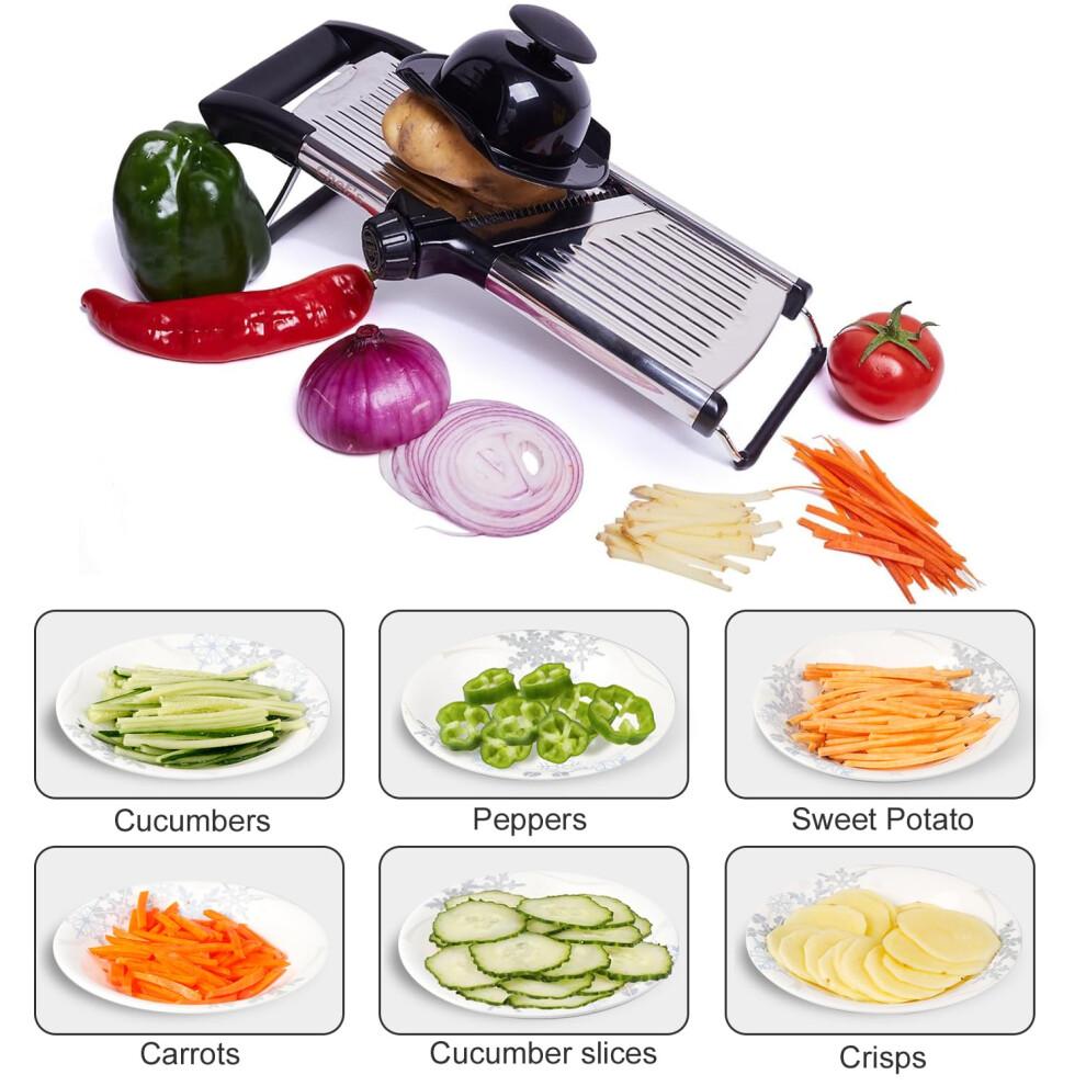 Adjustable Mandoline Vegetable Slicer by Chef's INSPIRATIONS. Best for Slicing Food, Fruit and Vegetables. Mandolin Slicer Julienne Cutter. Cut Proof