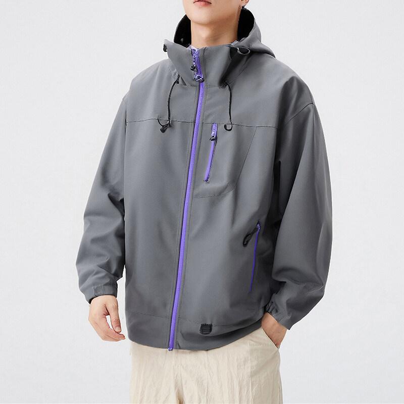 Spring Autumn Men's Youthful Vitality Hooded Jackets Loose Outdoor Windproof Waterproof Jacket Male Jogging Sports Outwear Coats