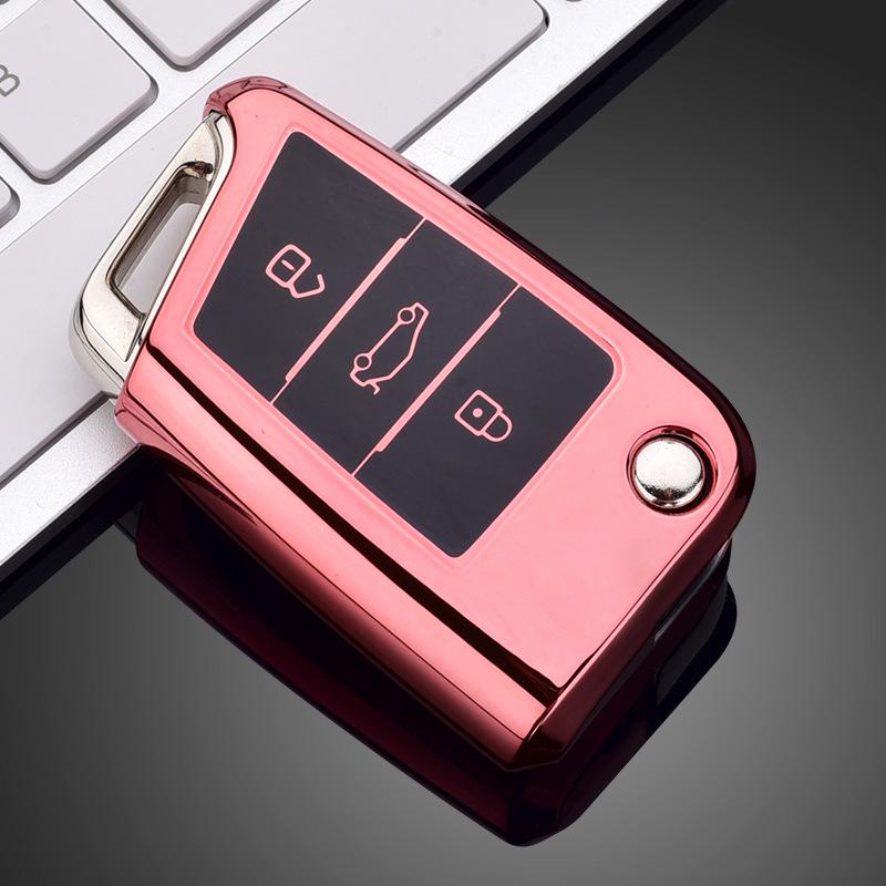 TPU Car Key Case Cover Shell Fob for VW Volkswagen Golf 7 MK7 Tiguan MK2 for SEAT Ateca Leon FR 2 Ibiza Skoda Octavia A7 Keyless