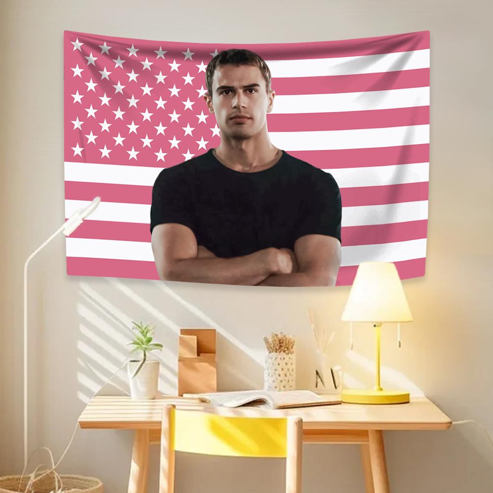 

British Actor Tapestry Theo James American Flag Home Decor Wall Hanging Room Decoration Bedroom Dorm Background Cloth Fans Gift 74x94cm(29x37in)