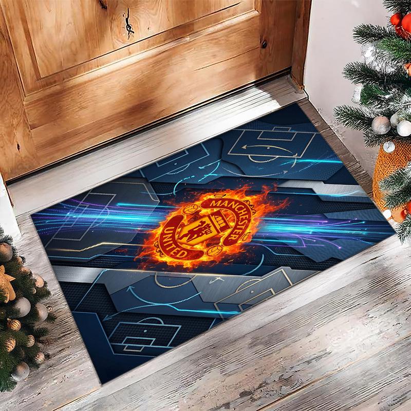 Tappeto in Flanella Stampato Manchester United Antiscivolo Morbido Poliestere Tappeto per Pavimento Tappetino Decorativo per Interni per Camera da Letto Soggiorno Divano