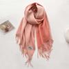 Autumn and winter new solid color cashmere scarf women's high-end sense thickened warm double-sided two-color fringed shawl scarf