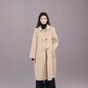 Solid Color Wooden Buckle Women's Versatile Over-the-knee Fashion Spring, Autumn and Winter Double-sided Woolen Coat Premium 8210
