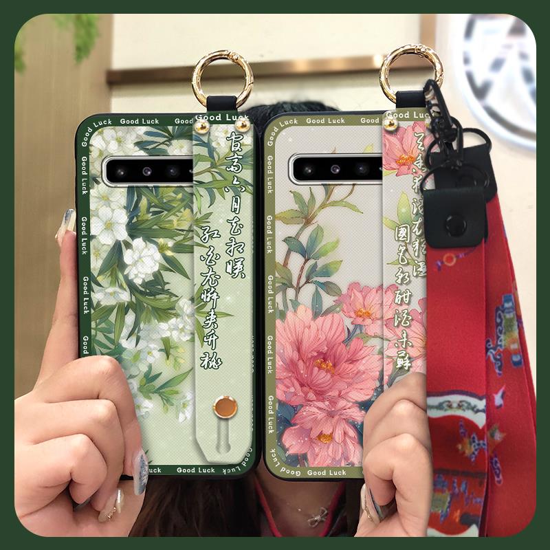 Silicone Chinese style Phone Case For Samsung Galaxy S10 5G/SM-G977N Waterproof Back Cover Lanyard Soft case Durable