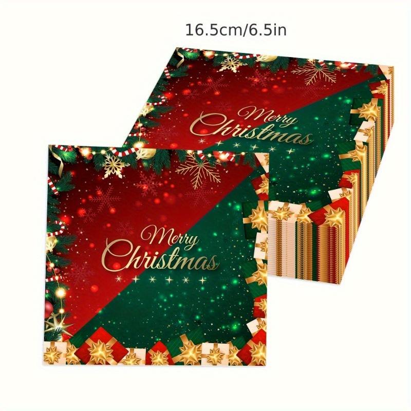 40pcs Count Festive Christmas Paper Napkins with Snowflakes,Merry Christmas Holiday Dinner,Party Birthday Decorations, Christmas