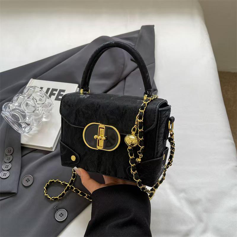 2025 Высококачественная женская универсальная сумка кроссбоди: Модная ретро квадратная сумочка One size чёрный