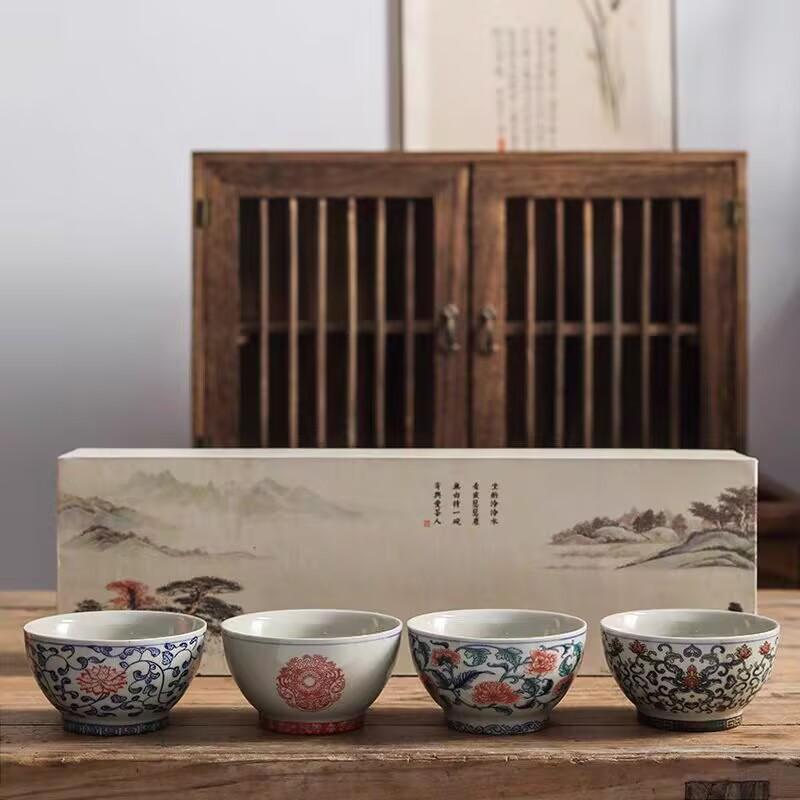 Retro Blue And White Teacup Single Cup Ceramic Kung Fu Tea Set Jingdezhen Tea Cup Tea Master Cup Personal Cup
