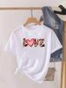Love Heart Print Clothes Graphic Tshirt Fashion Print Summer Unisex Trend Sweet Short Sleeve Lady Female Shirt Tee