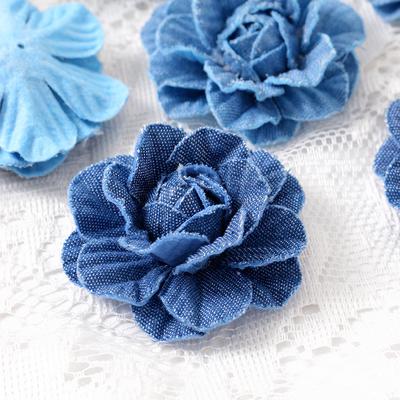 2/5Pcs Denim Fabric Artificial Flower Clothes Hats Dress Decoration Home Wedding Room Craft Decor DIY Hair Accessories Supplies