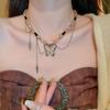 Melad Coffee Colored Tiger Eye Stone Bead Necklace, Niche Retro Collarbone Chain, Personalized and Fashionable Design Accessory