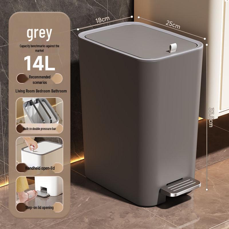 Large Foot-Pedal Bathroom Trash Can with Lid - Odor-Proof and Narrow Design for Home, Kitchen, Bedroom, or Living Room.