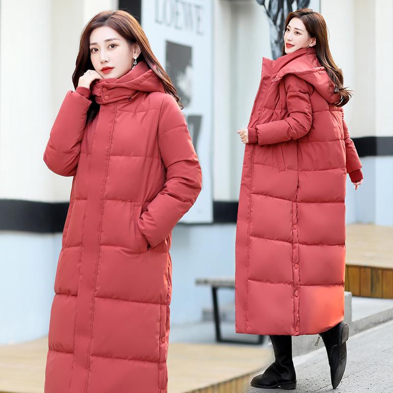 Extended Over-the-knee Cotton-padded Jacket Women's Winter New Cotton-padded Clothes Korean Loose Students Hooded Ankle Winter Coat