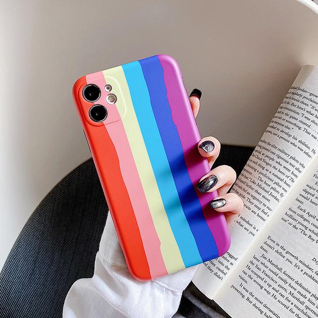 Rainbow Phone Case For iPhone 12 13 14 Pro 12 Mini 11 11 Pro Max XR XS Max 7 8 Plus X SE 2020 Gradient Color Silicone Back Cover