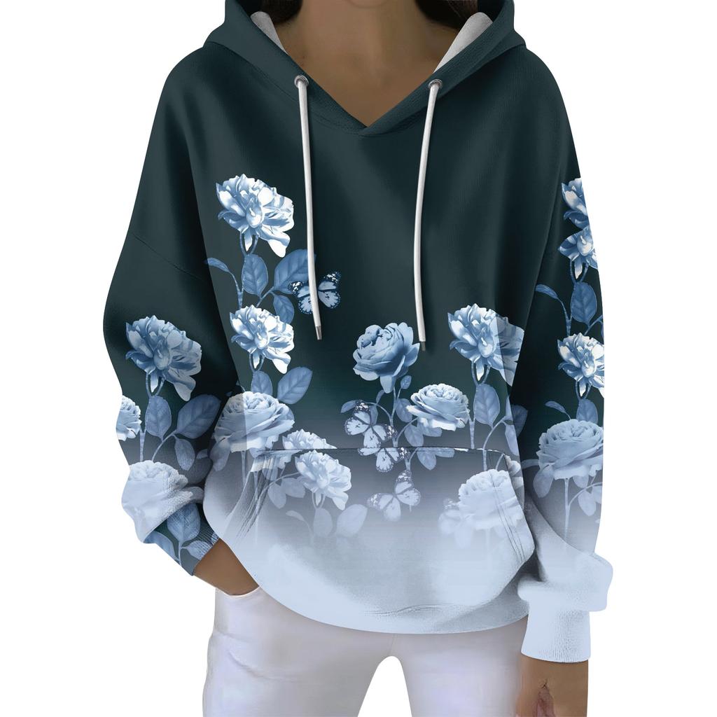 Women's Fall And Winter Printed Pullover Hooded Sweatshirt Long Sleeve Fashion Sweatshirt