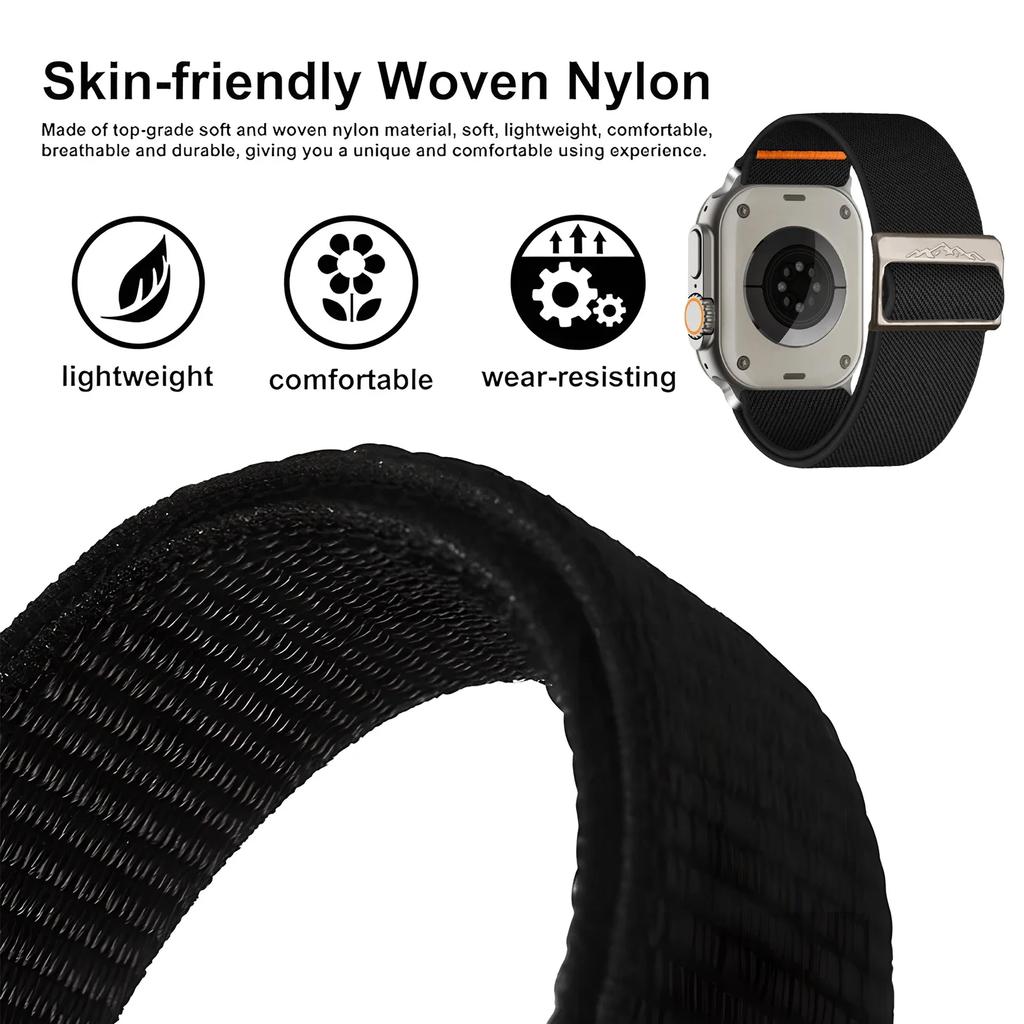 Strap for Apple Watch Band 46mm 45 44 Ultra 49mm 40mm 42mm 41 38mm 40 44 mm Wide Nylon Iwatch Series 10 9 Se 8 2 Correa Bracelet