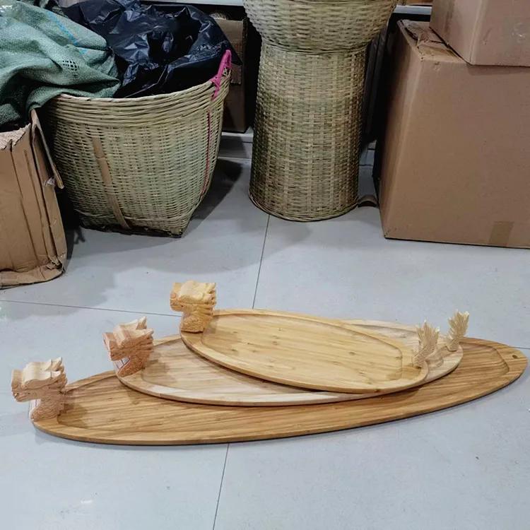 Creative sushi boat, sashimi dragon boat platter, seafood platter, container, bamboo wood sushi tableware, sashimi, bamboo boat