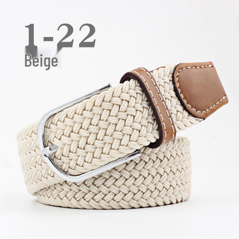 חגורת בד אלסטית יוניסקס עם אבזם פין - אבזם אריגה קז'ואל מתיחה עם הדגש עור