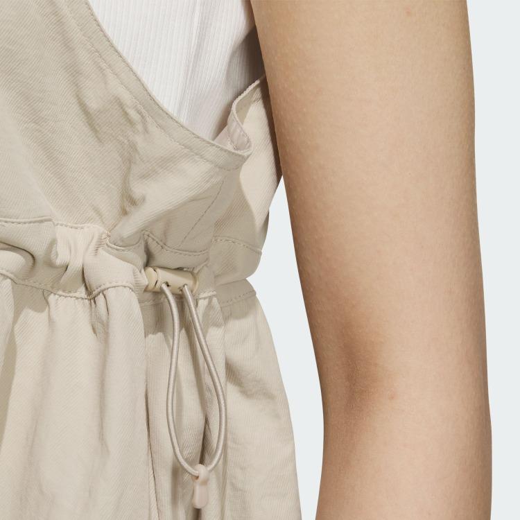 Adidas Originals Sports Lifestyle Series Logo Pattern Vintage Loose Side Pocket Strap Dress Women Dresses Beige JM2712