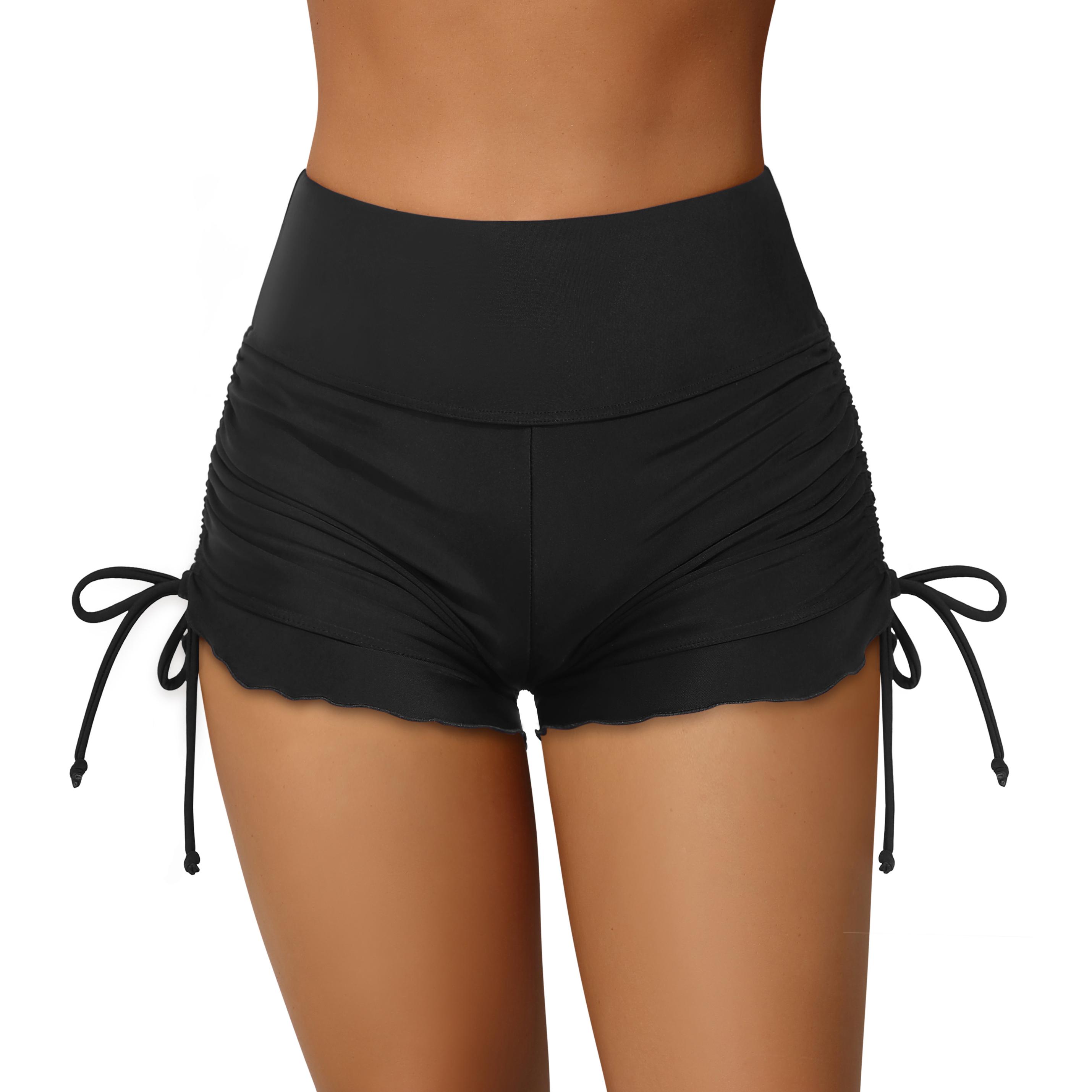 

Charmleaks Жіночі шорти для плавання Висока талія Купальні шорти Бічні шнурки Нижня частина купальника Шорти-борди XL чорний
