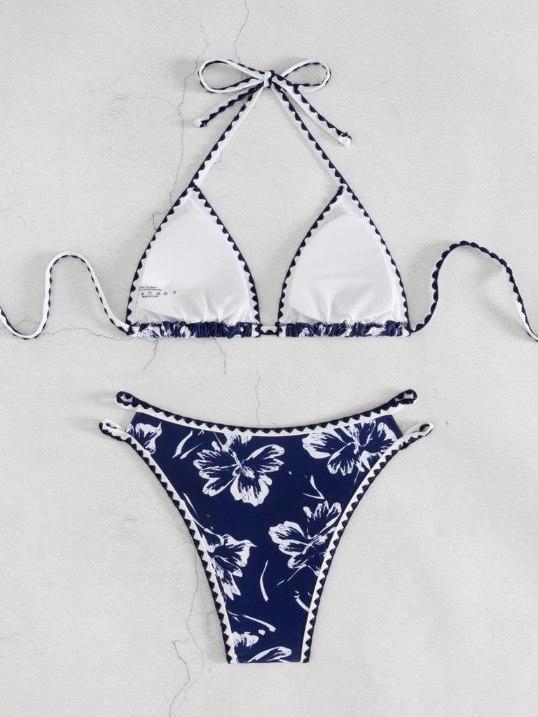 2026 Women's Printed Strappy Split Bikini Swimsuit Set