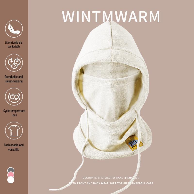 Pánská zimní větruodolná sada čepice a obličejové masky s tlustým sametovým nákrčníkem