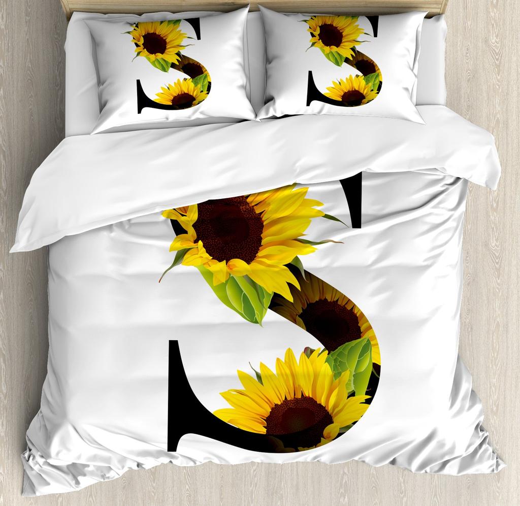Sunflower Soft Duvet Cover Botanical Floral Printed Beding Set for Children Kids Women Adult Peoples Warm Comforter Cover Woden Scenes Bedrom