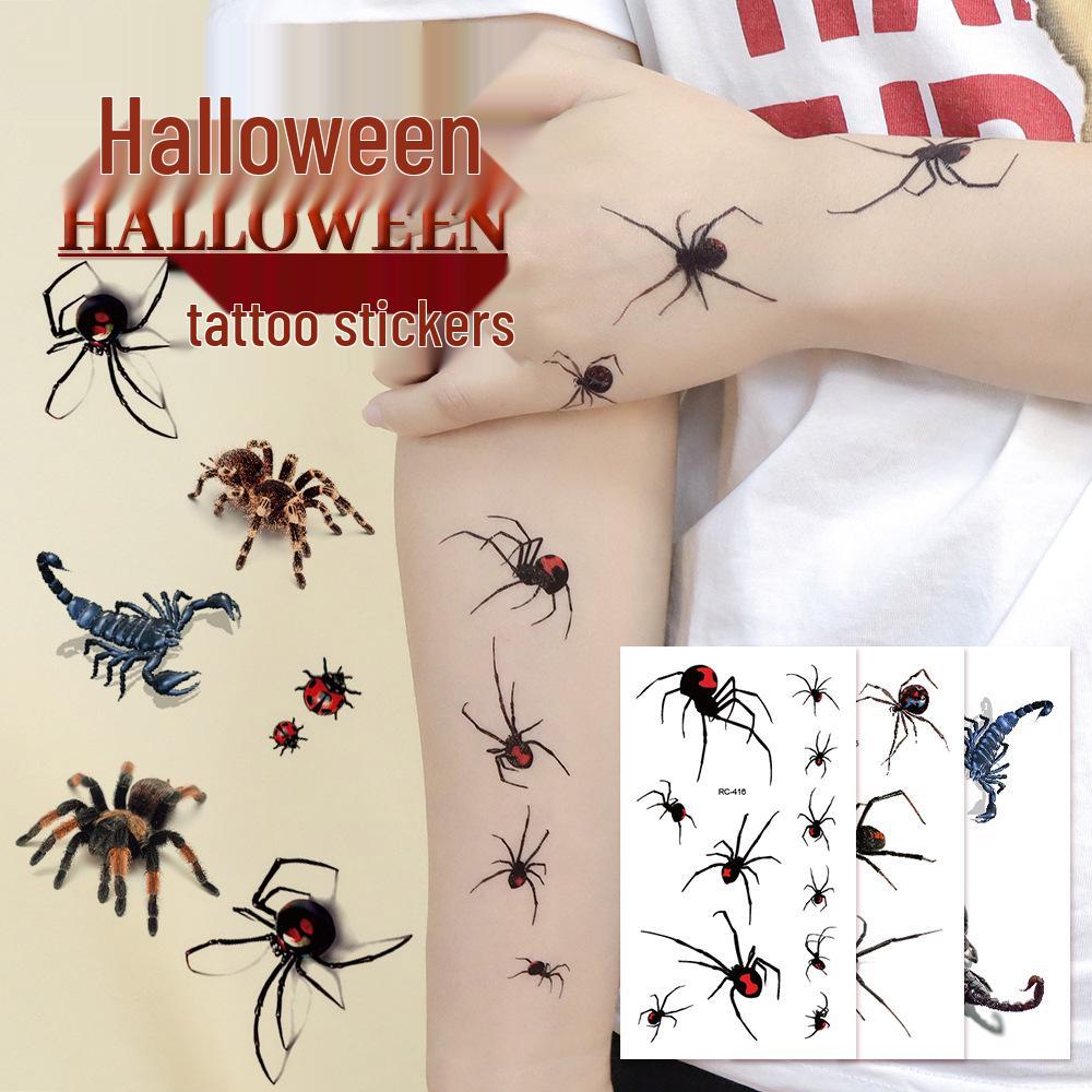 Ruikalong Scary Halloween Waterproof Tattoo Stickers - Scorpion & Spider Designs