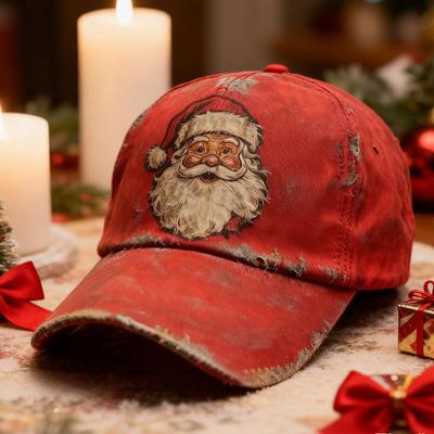 Christmas Santa Claus Baseball Caps Men Red Novelty Printed Hat Adjustable Cotton Fashion Unisex Casual Outdoor Sports Gift