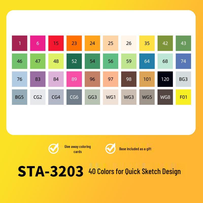 Sta 3203 Double-Ended Quick-Drying Oil-Based Marker Pen Set for Student Art & Indoor Design