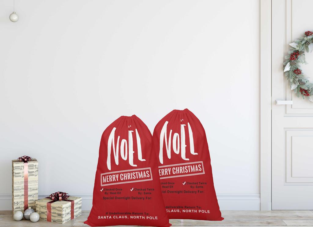 Printtoo Pack Of 2 Drawstring Special Delivery Extra Large Size Christmas Sack Re-Usable Xmas Present Storage 27x20 Inch