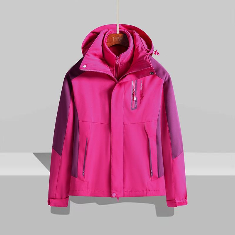 Men Women Waterproof Windproof Hiking Jacket With Removable Fleece Liner 3-in-1 Outdoor Parka Winter Camping Trekking Cycling