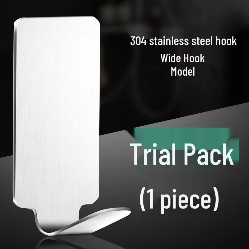 No-Punch Stainless Steel Adhesive Hook for Coats and Hats - Wall-Mounted for Home, Kitchen, and Bathroom Use