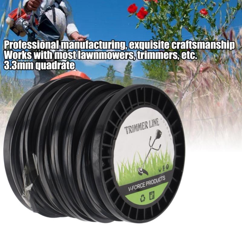 3.3mm String Trimmer Line High Cutting Efficiency Low Noise Quadrate Black Trimmer Line For Most Lawn Mowers Farm 50m