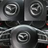 1X Carbon Fiber Car Interior Steering Wheel Logo Sticker Protective Decoration For Mazda Axela Atenza CX-4 CX-5 CX-7 CX-9 Decals