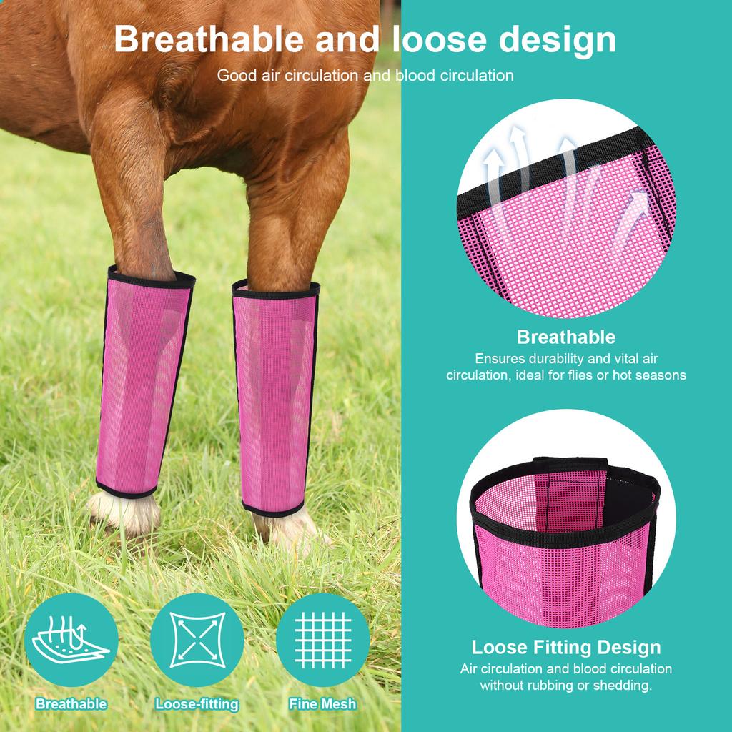 4 Sets Horse Foot Protective Cover Breathable Mesh Horse Boots Mesh Fly Boots for Horse for Preventing Flies Mosquitoes Bite