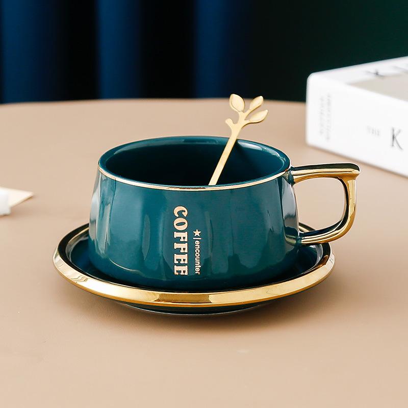 Keramik-Kaffeetassen-Set für Zuhause, Büro, Nachmittagstee mit Löffel für Paare, Männer und Frauen, Frühstückstasse