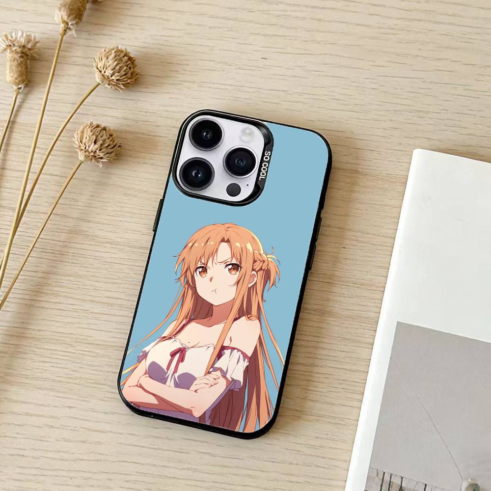A-Asuna Anime K-Kirito Phone Case For iPhone 17,16,15,14,13,12,11,Pro Max,Plus Candy Silver Cover