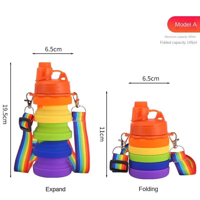 Good-looking Double Buckle Rope Silicone Bottle Portable Foldable Water Cup Outdoor Use Camping Camouflage Retractable Childrens Kettle