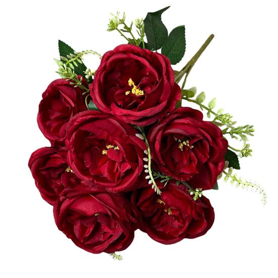 Artificial Rose Bouquet 7 Head Realistic Fake Flower Home Office Wedding Party Table Centerpiece