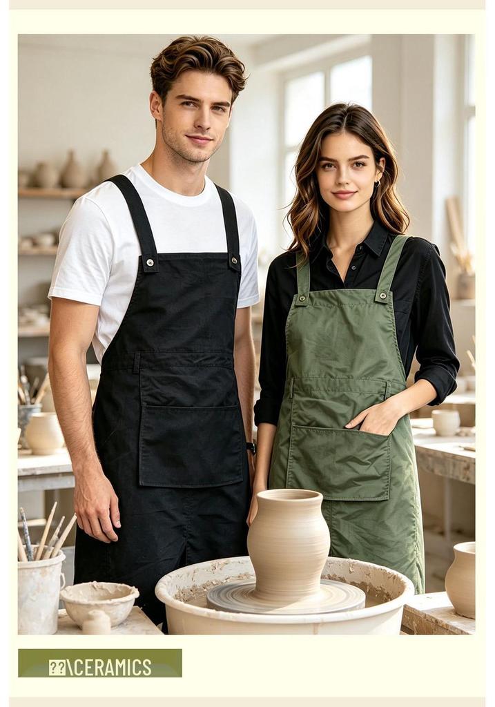 Custom Logo Quick-Drying Waterproof Waist Apron for Pottery, Kitchen, Cafe, and Flower Shop