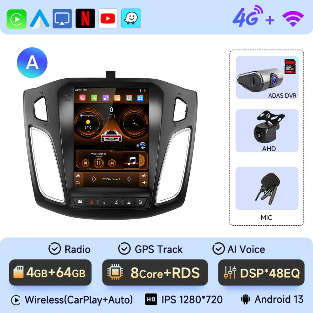 JIUYIN 2 Din 9.7" Android 13 Carplay Car Radio for Ford Focus 3 Mk 3 2011 2012 - 2019 Multimedia Player 2Din GPS Auto Stereo DVD