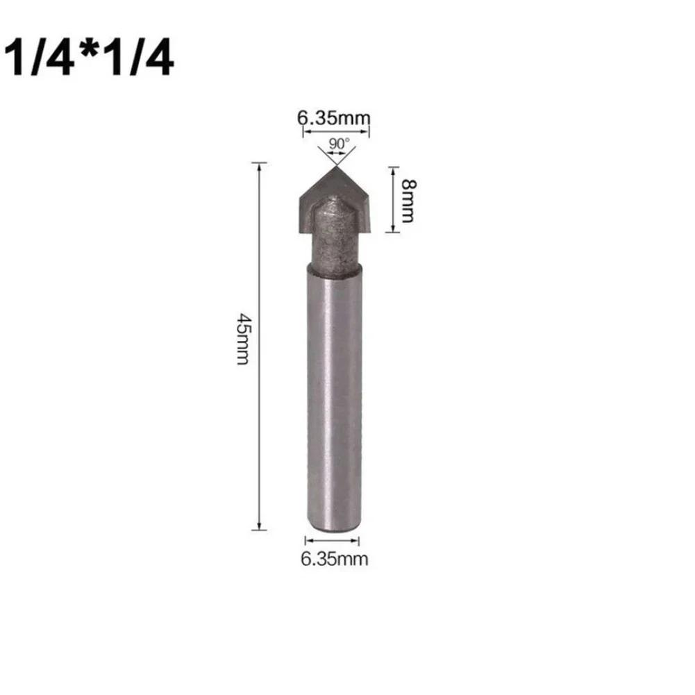 

1PC 1/4 Inch Shank 90 Degree V Groove Router Bit Set CNC Engraving Drill Bits Solid Hardened Steel Router Bits High Quality