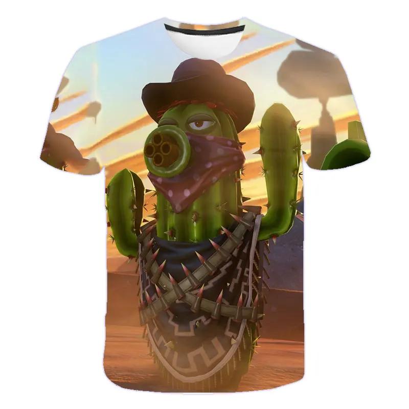 2025 MINISO Tricou Copii Mânecă Scurtă Joc Copil Plante Zombi Haine Desene Animate Copii Băiat Topuri Tricouri Tricou Băieți Mazăre Tragătoare Tricouri