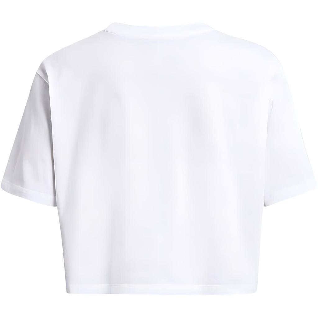 Under Armour Campus Boxy Crop Short Sleeve Solid Color Round Neck Pullover Loose Quick-Dry T-Shirt Women T-Shirts White 1383681-100