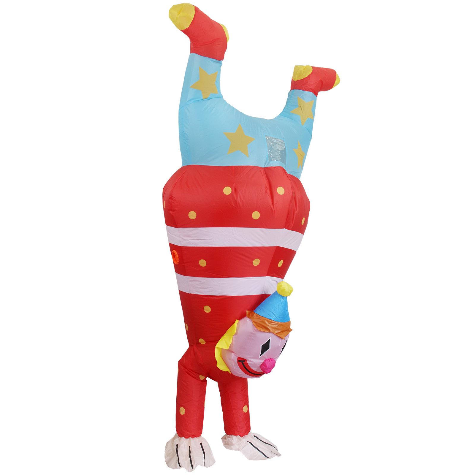 Bear And Girl Unisex Red Upside-Down Funny Clown Inflatable Costume, For Adults 150-190Cm